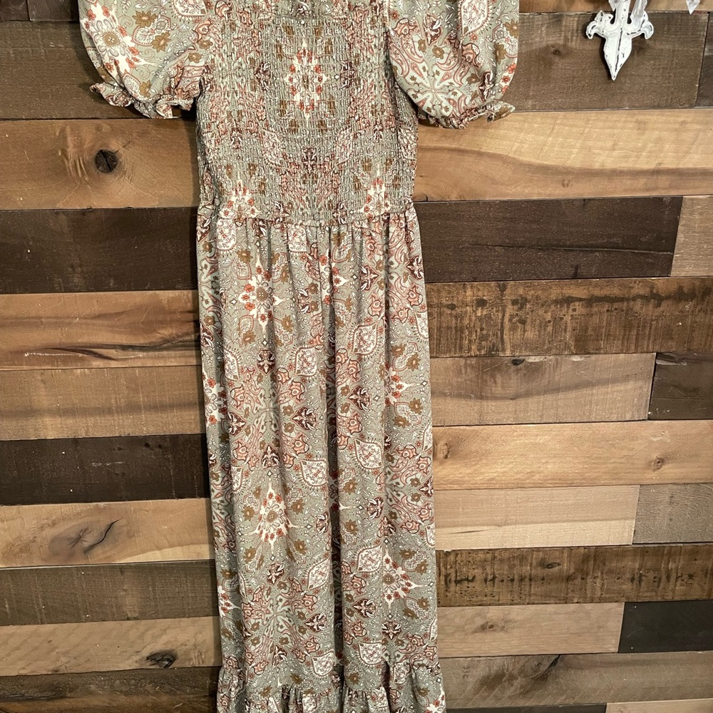 Inspired Hearts Floral Maxi Dress - Green and Brown